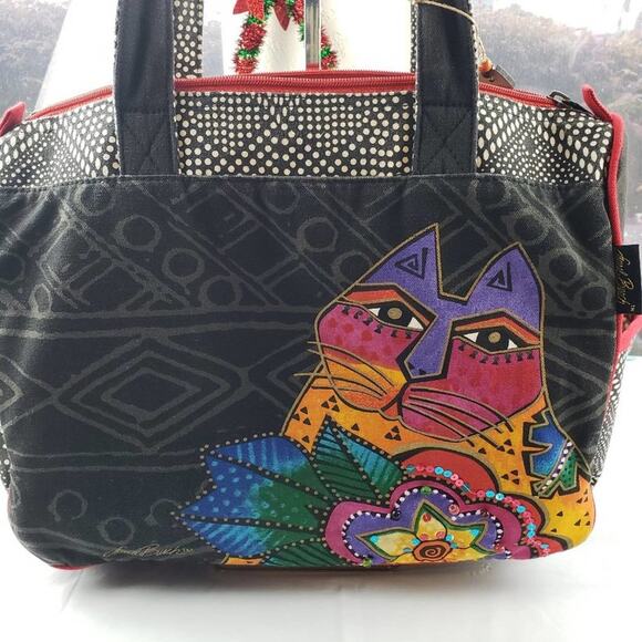 Laurel Burch Brights Mara Cat Medium Tote w/side pockets - Picture 3 of 16